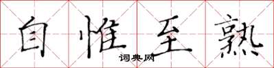 黃華生自惟至熟楷書怎么寫