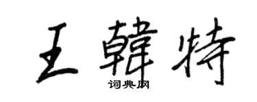 王正良王韓特行書個性簽名怎么寫