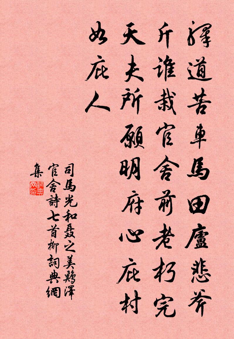 司馬光和聶之美雞澤官舍詩七首柳書法作品欣賞