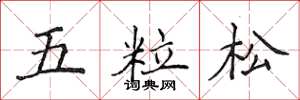 侯登峰五粒松楷書怎么寫