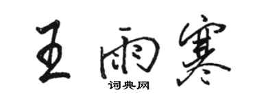 駱恆光王雨寒行書個性簽名怎么寫