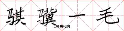 袁強騏驥一毛楷書怎么寫