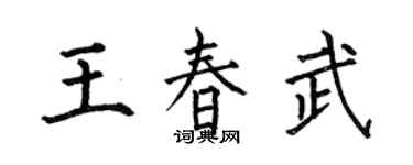 何伯昌王春武楷書個性簽名怎么寫
