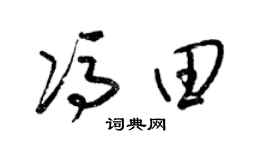 梁錦英馮田草書個性簽名怎么寫