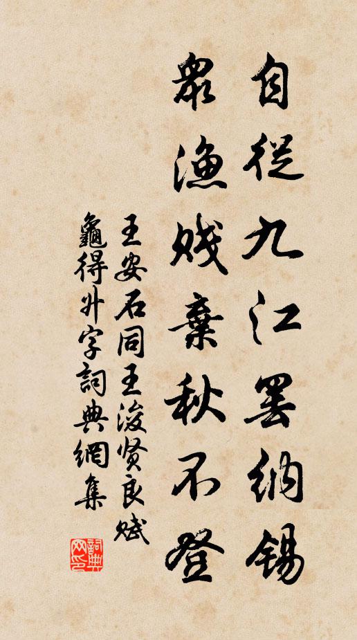 王安石自從九江罷納錫,眾漁賤棄秋不登書法作品欣賞