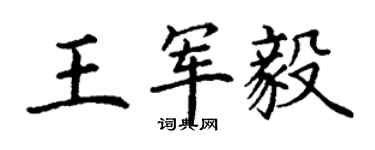 丁謙王軍毅楷書個性簽名怎么寫