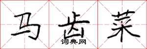 袁強馬齒菜楷書怎么寫