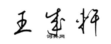 梁錦英王成軒草書個性簽名怎么寫