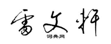 梁錦英雷文軒草書個性簽名怎么寫