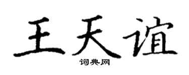 丁謙王天誼楷書個性簽名怎么寫