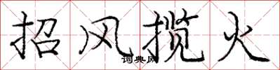 龐中華招風攬火楷書怎么寫