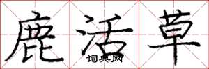 龐中華鹿活草楷書怎么寫