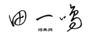 駱恆光田一鳴草書個性簽名怎么寫