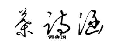 梁錦英葉詩涵草書個性簽名怎么寫