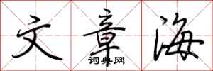 荊霄鵬文章海行書怎么寫