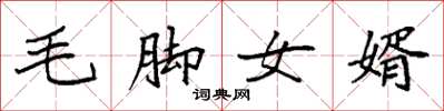 袁強毛腳女婿楷書怎么寫