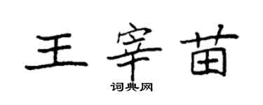 袁強王宰苗楷書個性簽名怎么寫