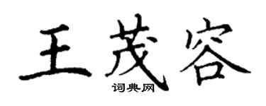 丁謙王茂容楷書個性簽名怎么寫