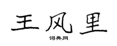 袁強王風裡楷書個性簽名怎么寫