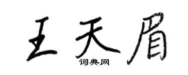 王正良王天眉行書個性簽名怎么寫
