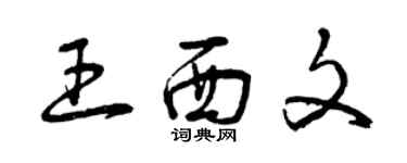 曾慶福王西文草書個性簽名怎么寫