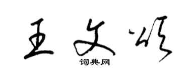 梁錦英王文頌草書個性簽名怎么寫