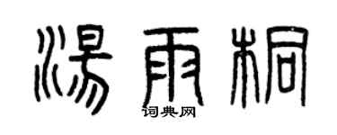 曾慶福湯雨桐篆書個性簽名怎么寫