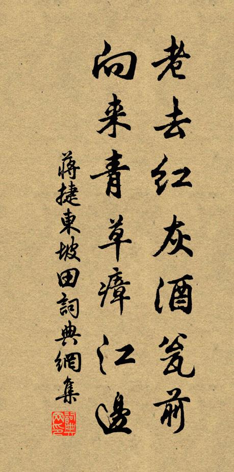 蔣捷老去紅灰酒瓮前,向來青草瘴江邊書法作品欣賞