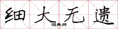 袁強細大無遺楷書怎么寫
