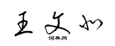 梁錦英王文北草書個性簽名怎么寫