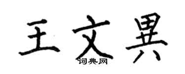 何伯昌王文異楷書個性簽名怎么寫