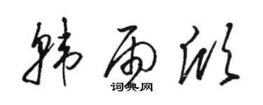 駱恆光韓雨欣草書個性簽名怎么寫