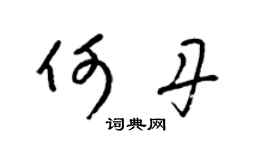 梁錦英何丹草書個性簽名怎么寫
