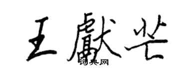 王正良王獻芒行書個性簽名怎么寫