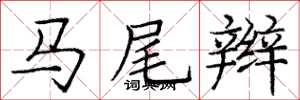 龐中華馬尾辮楷書怎么寫