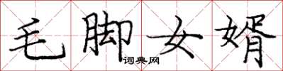 龐中華毛腳女婿楷書怎么寫