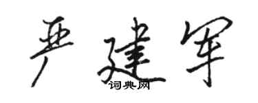 駱恆光嚴建軍行書個性簽名怎么寫