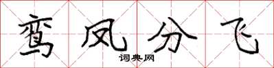 袁強鸞鳳分飛楷書怎么寫