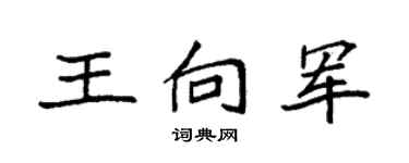 袁強王向軍楷書個性簽名怎么寫