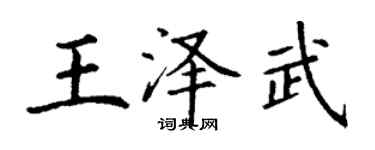 丁謙王澤武楷書個性簽名怎么寫