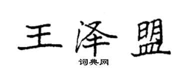 袁強王澤盟楷書個性簽名怎么寫