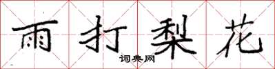 袁強雨打梨花楷書怎么寫
