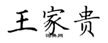 丁謙王家貴楷書個性簽名怎么寫