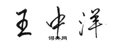 駱恆光王中洋行書個性簽名怎么寫