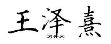 丁謙王澤熹楷書個性簽名怎么寫