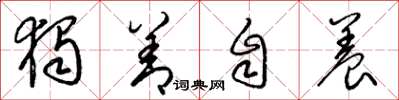 梁錦英獨善自養草書怎么寫
