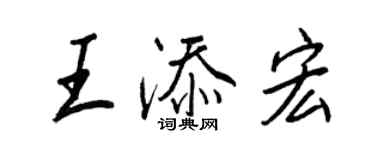 王正良王添宏行書個性簽名怎么寫