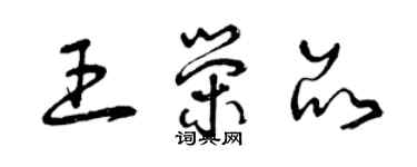 曾慶福王榮品草書個性簽名怎么寫