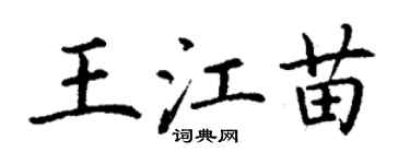 丁謙王江苗楷書個性簽名怎么寫