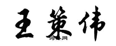 胡問遂王策偉行書個性簽名怎么寫